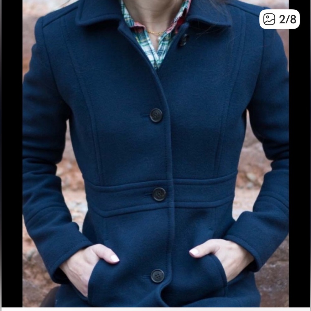 J. Crew Classic Lady Day Navy Blue Wool Blend Mid-Weight Coat Classic Old Money - Picture 3 of 15